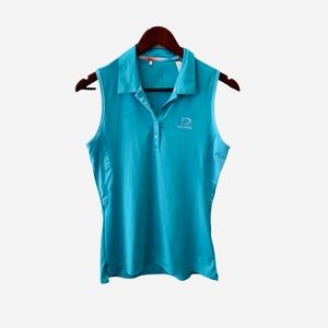 Adidas Doonbeg Trump Ireland Golf Course Sleeveless Polo Shirt Blue Turquoise S